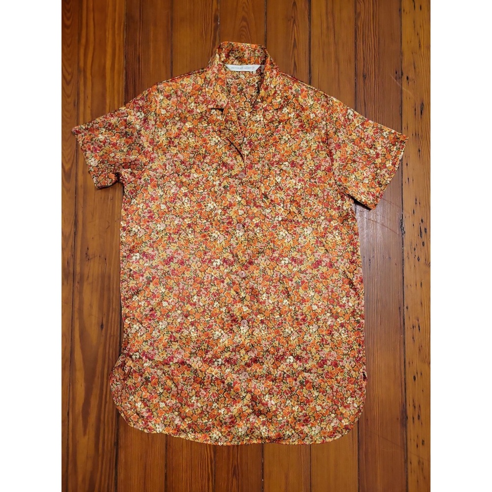 Victorias Secret Vintage Womens S Short Sleeve Button Down Night Shirt Floral